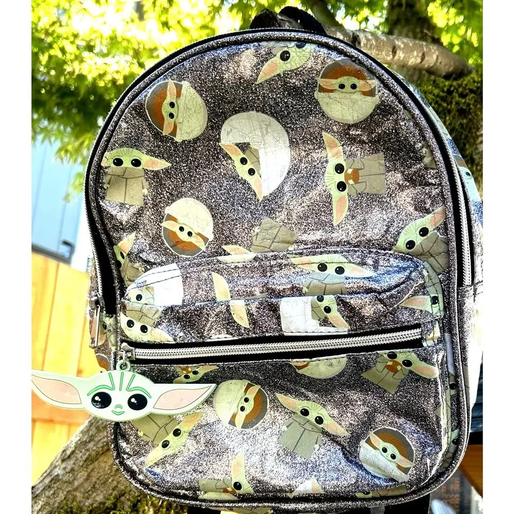 Baby Yoda Grogu Mini Backpack Glitter Star Wars Loungefly Style Bag